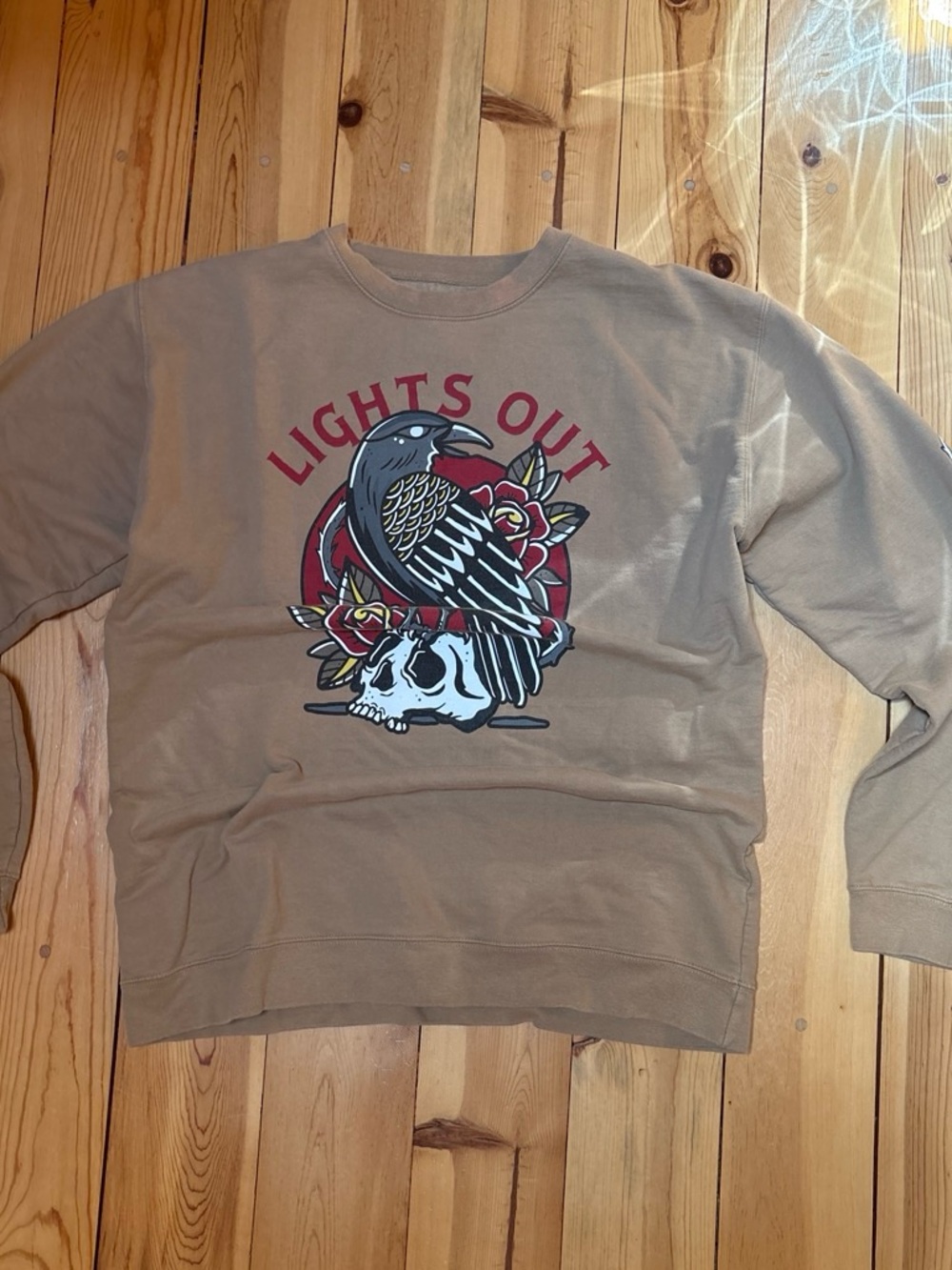 Lights Out Graphic Crewneck Sweater - Tan